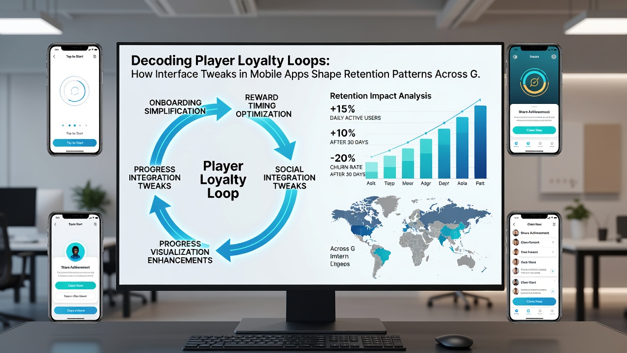 Analyse-Dashboard mit Retention-Kurven und Interface-Elementen für Casino-Apps