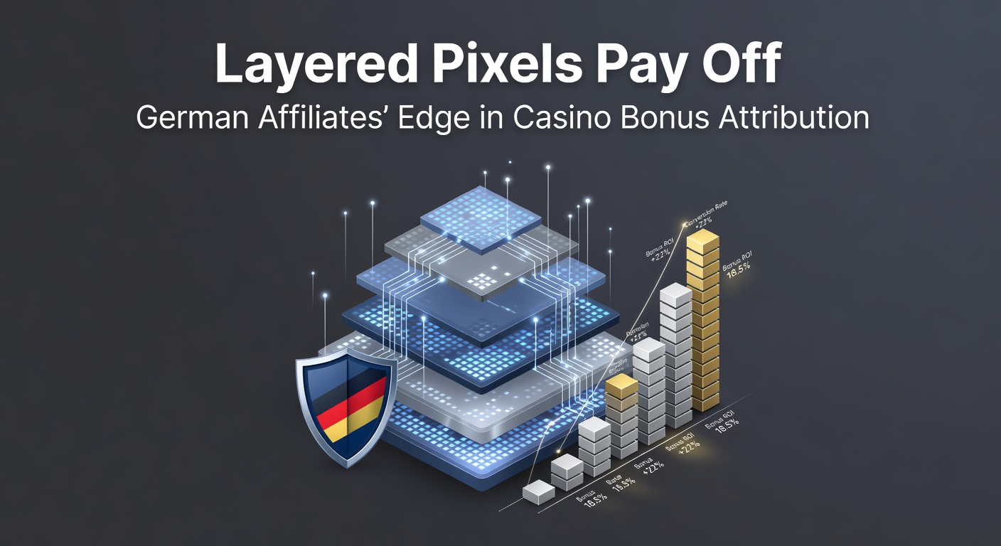 Grafik zeigt schichtweise Pixel-Struktur im Affiliate-Tracking für Casinos, mit Fokus auf deutsche Regulierungen